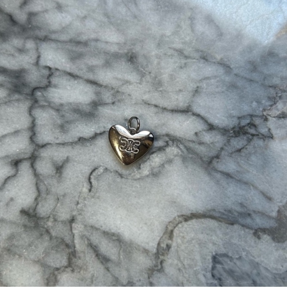 CELINE Silver Heart Logo Charm